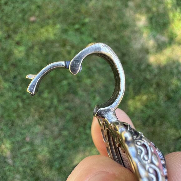 CAROLYN POLLACK Sterling Silver Rhodonite & Opal TE AMO Heart Pendant Vintage - Picture 7 of 9